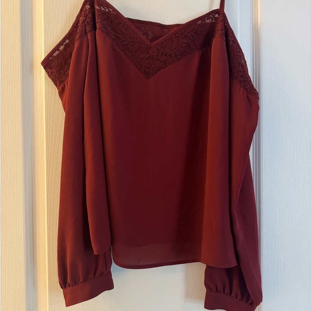 Express Lace Trim Off the Shoulder Top